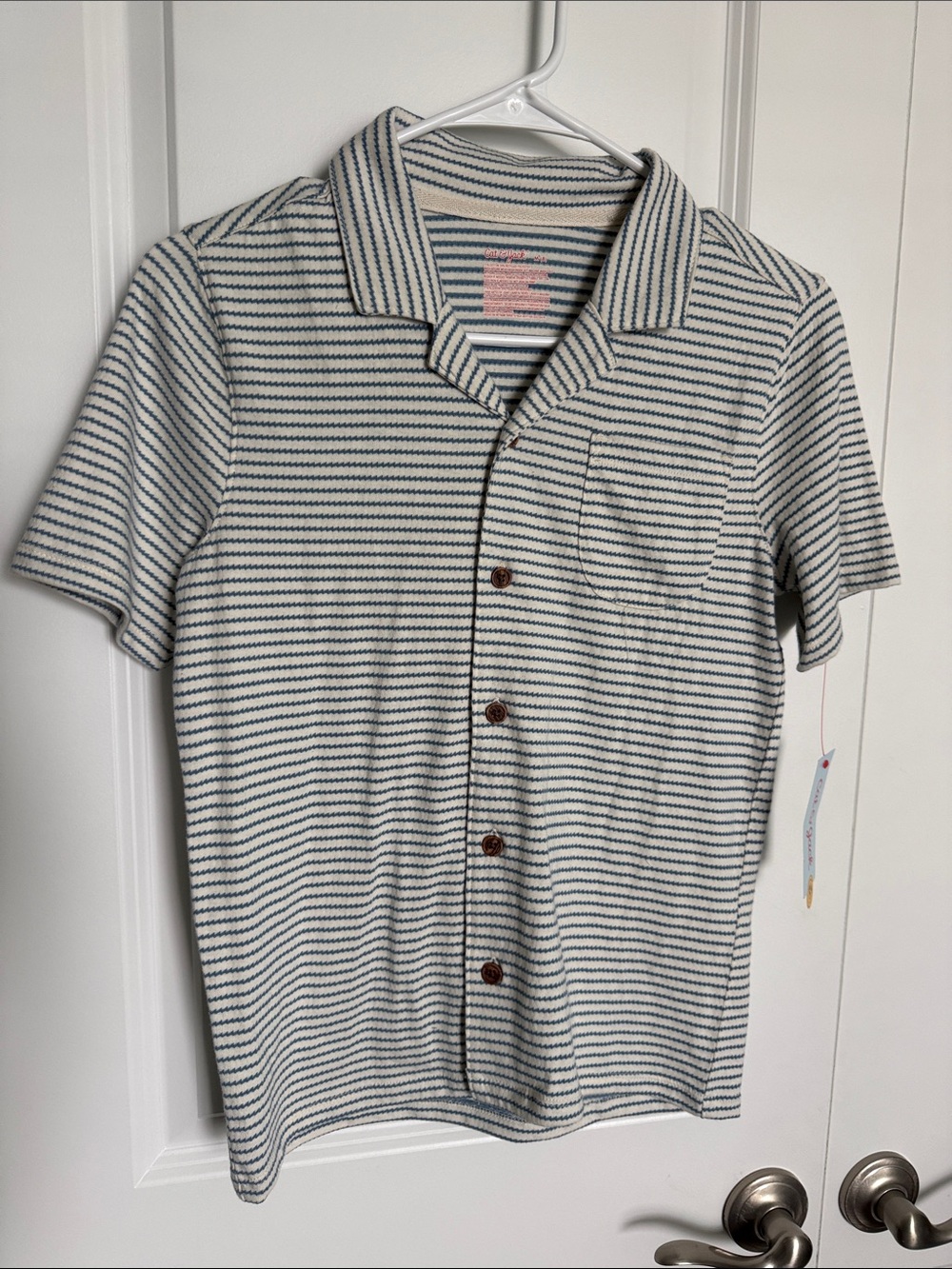 Cat & Jack Navy and White Striped Button-Down Polo
